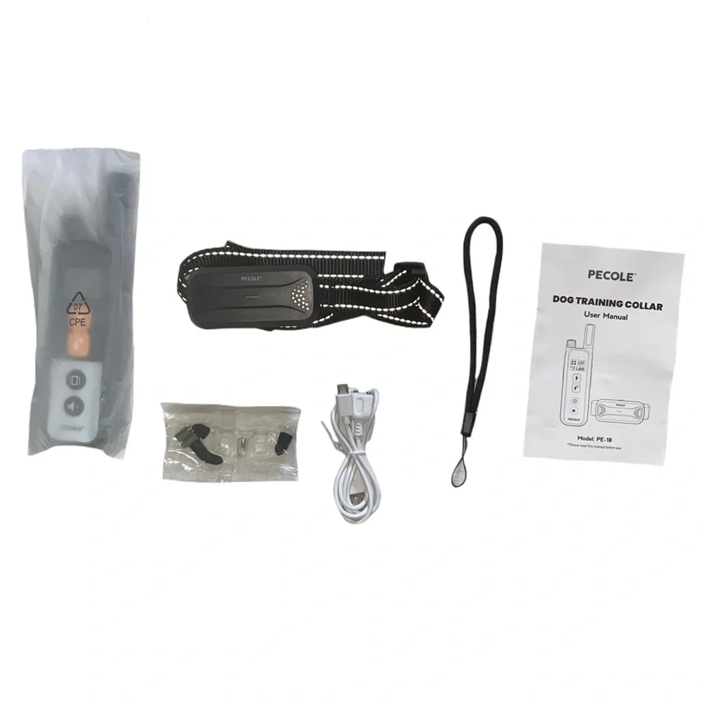 PECOLE PE-18 Dog Training Collar & Remote Adjustable 99 Levels & 3 Modes, Black
